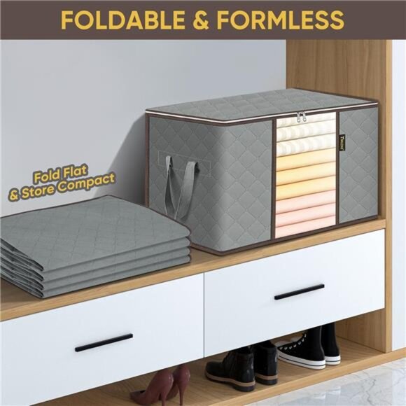 2 Pack Clothes Storage Bags, 24 Gallon Storage Containers with Handle Sturdy - Picture 6 of 7